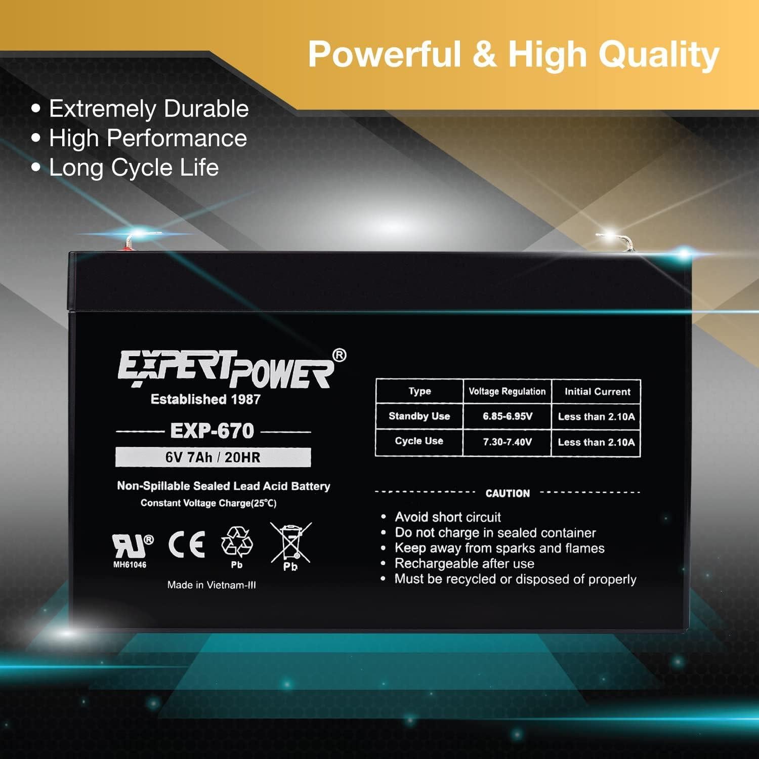 Batería de Plomo Sellada ExpertPower 6V 7AH Terminal F1