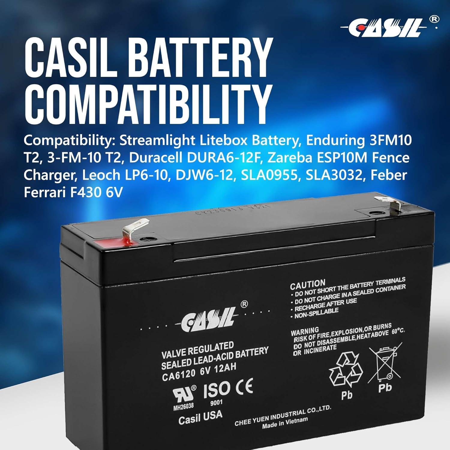 Batería AGM 6V 12Ah Casil CA6120 - Paquete de 2 unidades