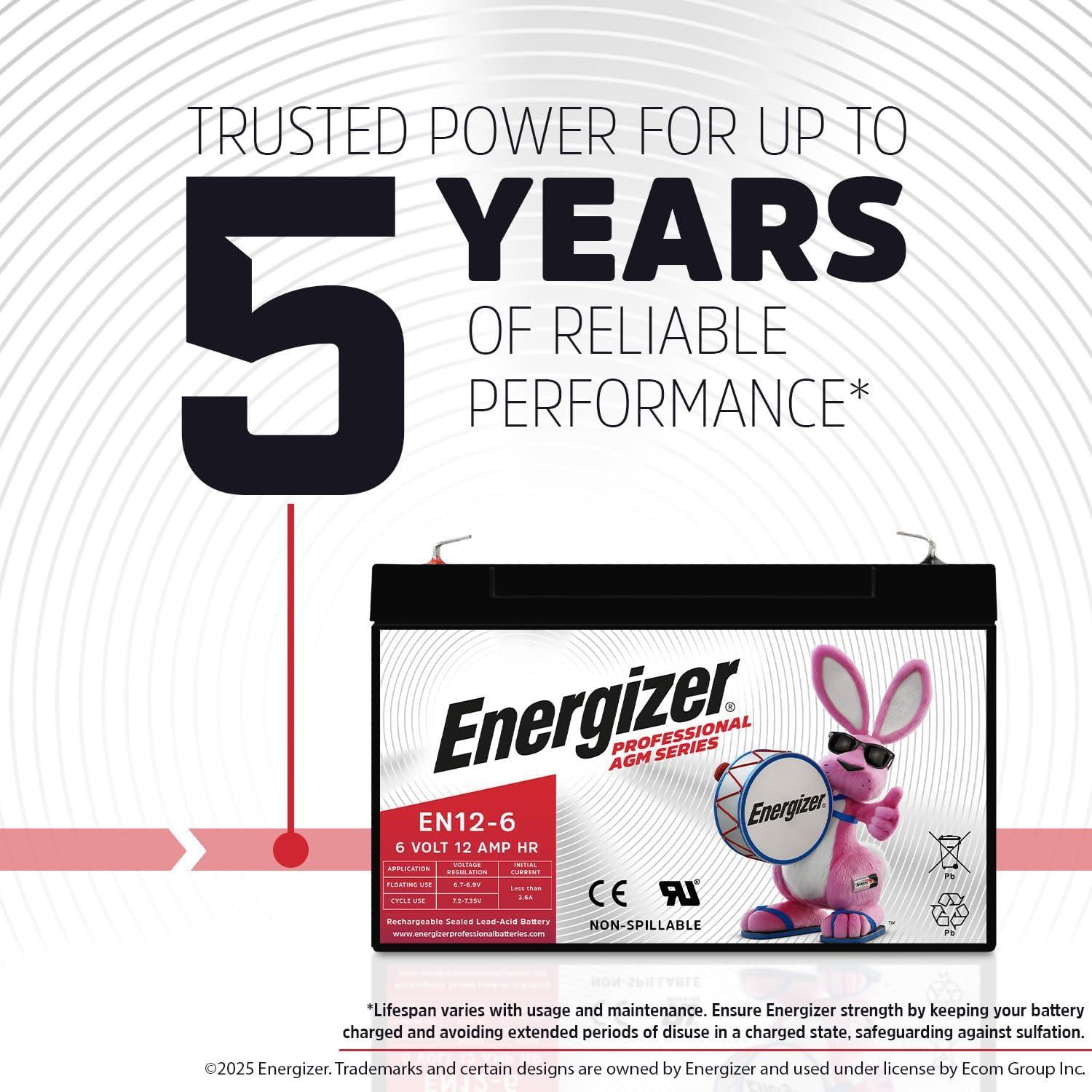 Batería Recargable Energizer EN12-6 AGM 6V 12Ah para Emergencias