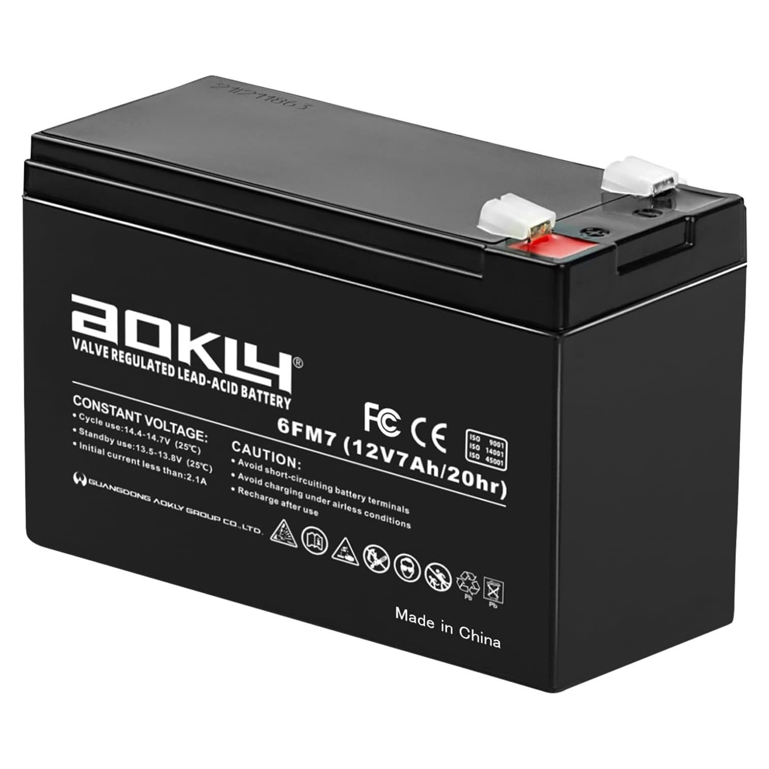 Batería de Plomo Ácido Sellada Aokly 12V 7Ah AGM