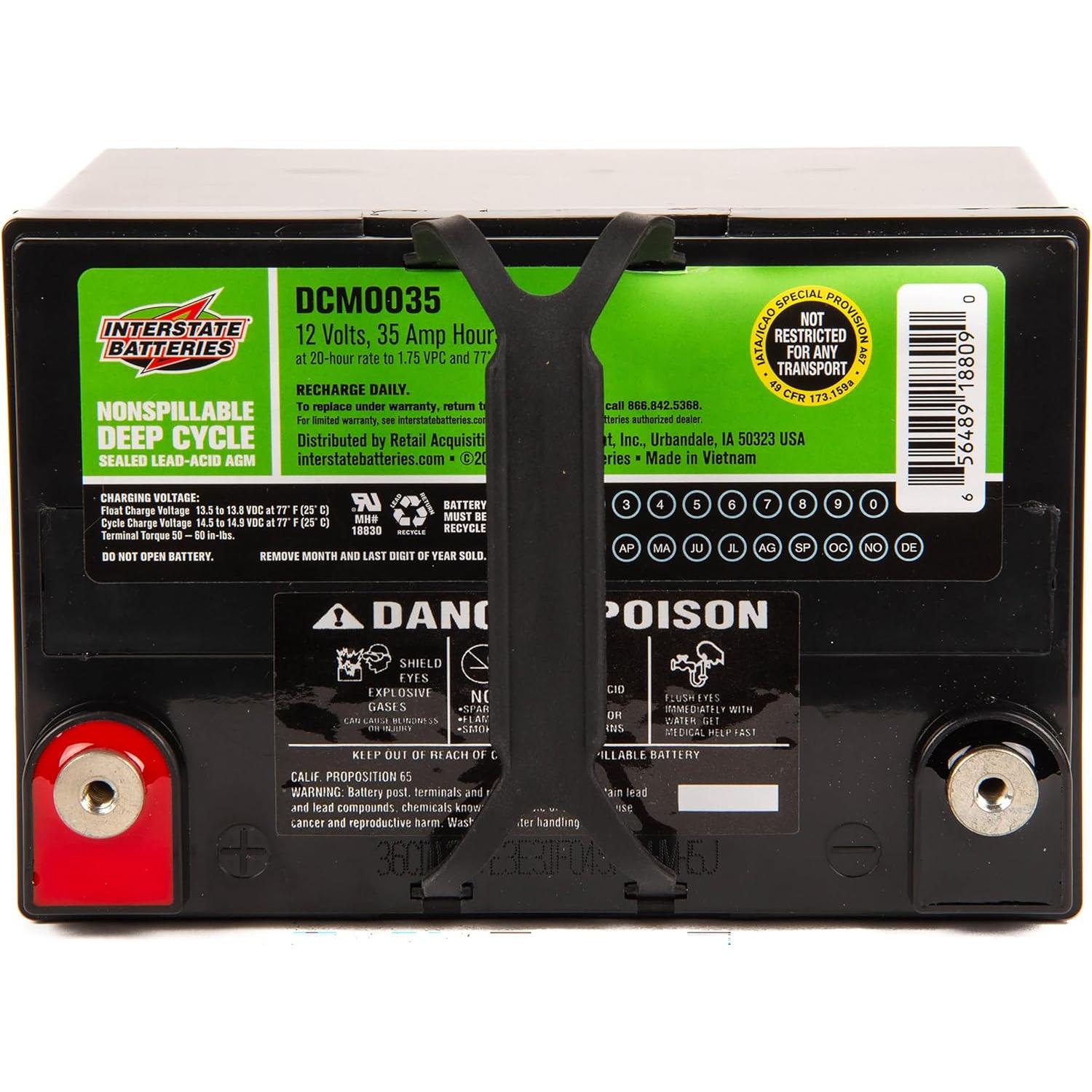 Batería Ciclo Profundo AGM 12V 35AH Interstate DCM0035