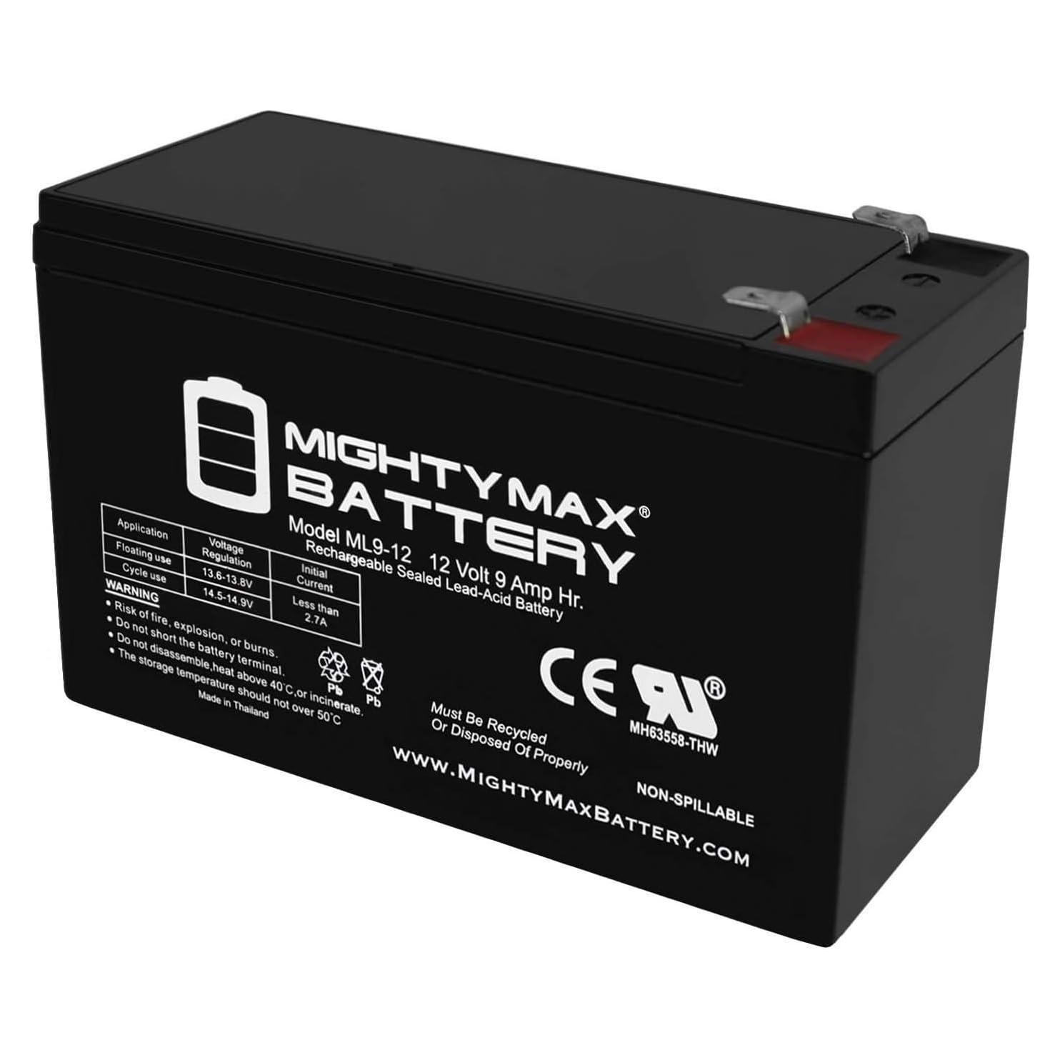 Batería recargable SLA AGM 12V 9Ah Mighty Max ML9-12