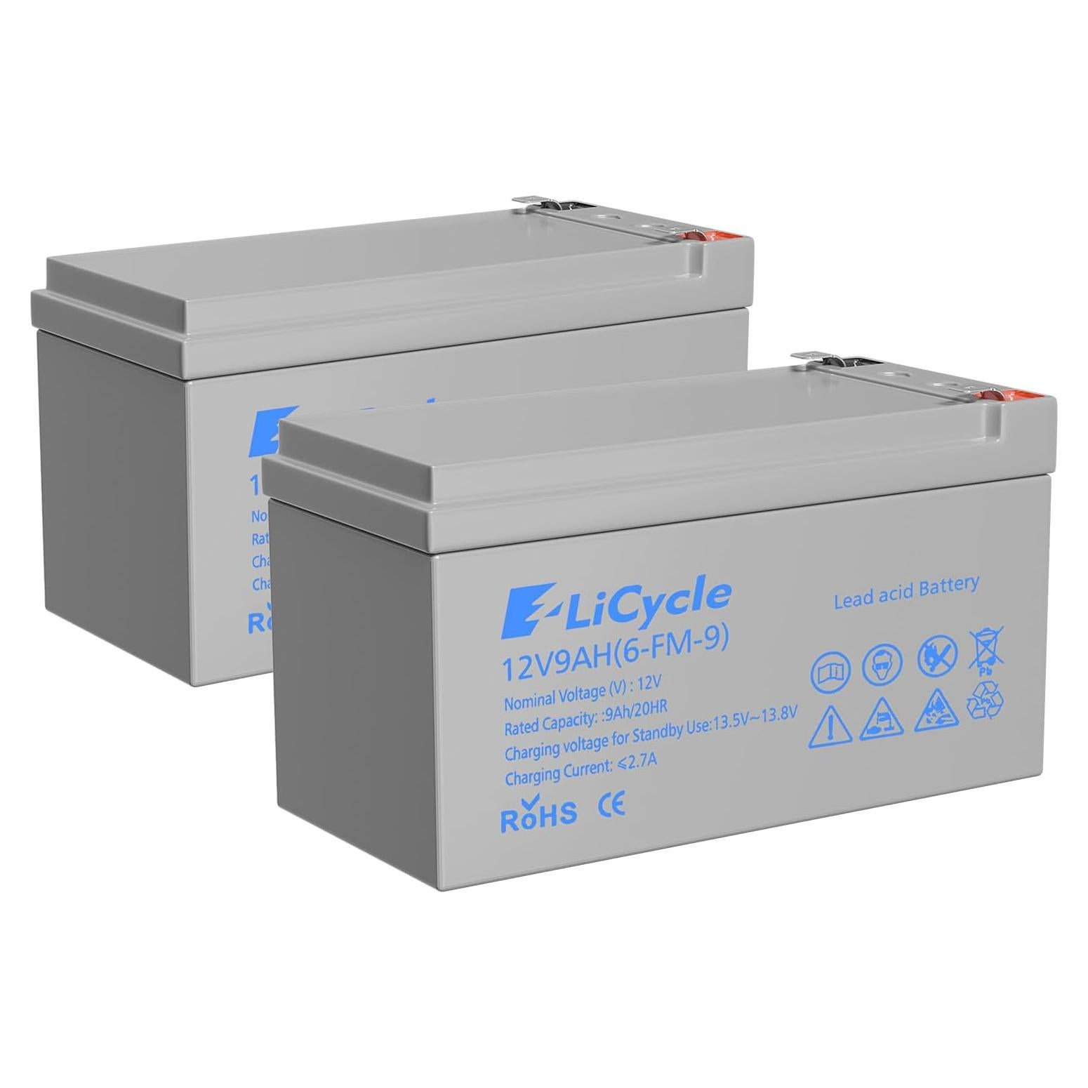 Paquete de 2 Baterías AGM 12V 9AH E LiCycle - Reemplazo Compatible