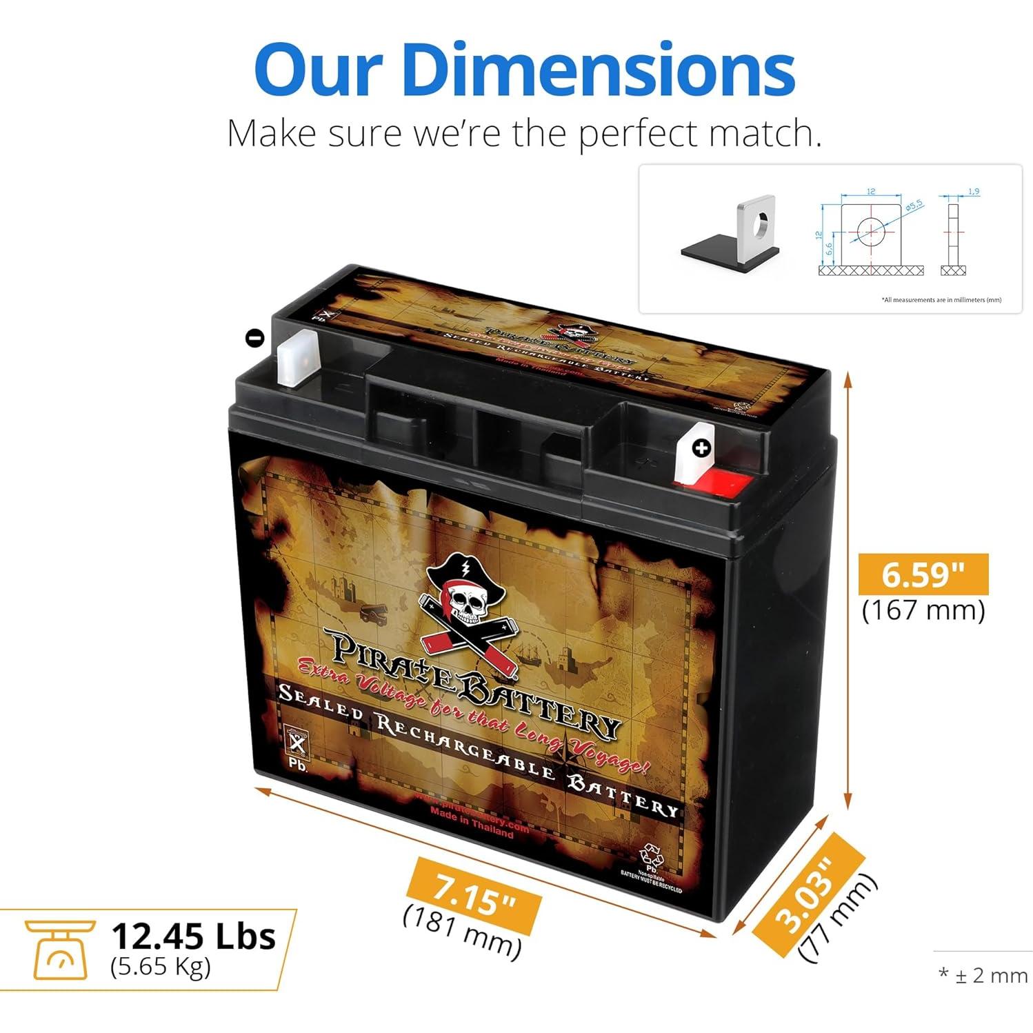 Batería Pirata 12V 22Ah AGM Sellada para Alarma y Scooters