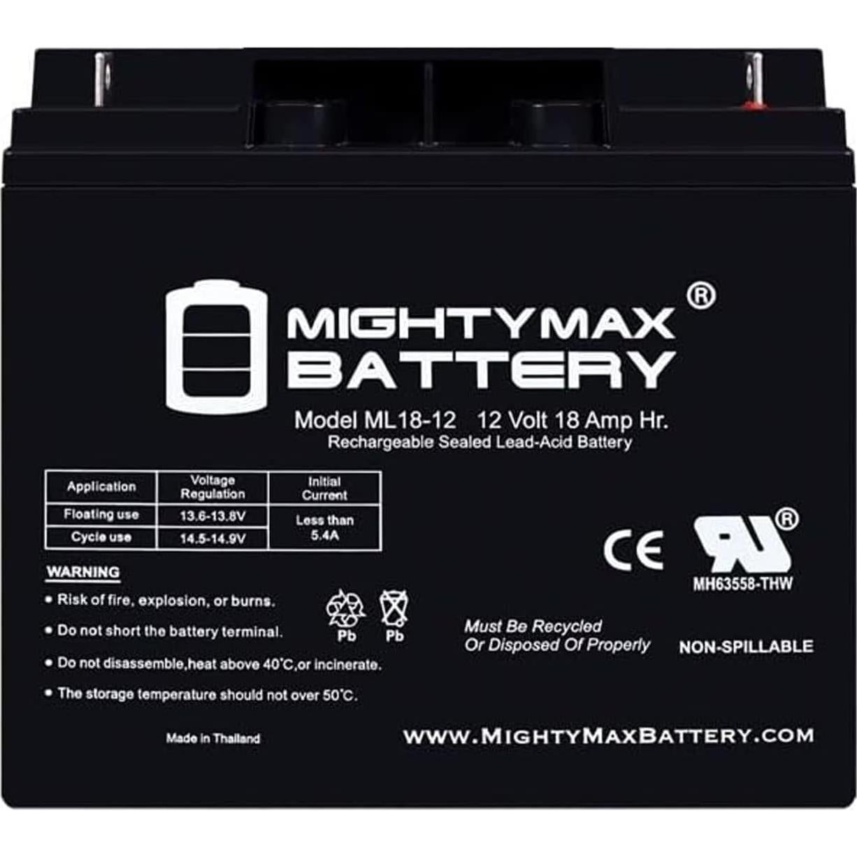 Batería recargable Mighty Max ML18-12 12V 18AH SLA AGM