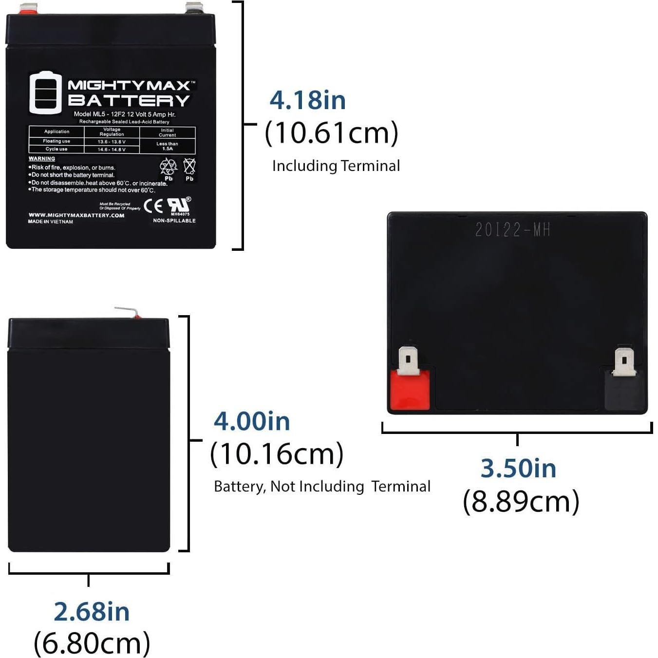 Batería Mighty Max ML5-12F2 12V 5AH SLA Recargable