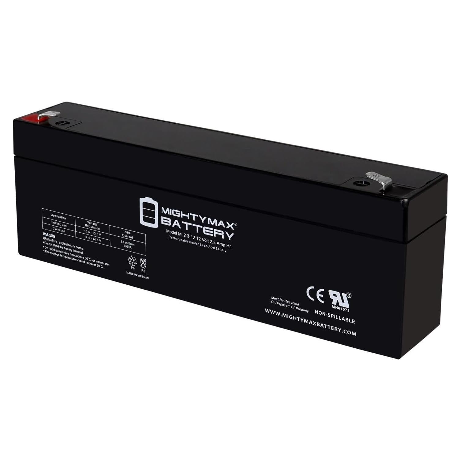 Batería Recargable SLA AGM Mighty Max ML2.3-12 12V 2.3AH