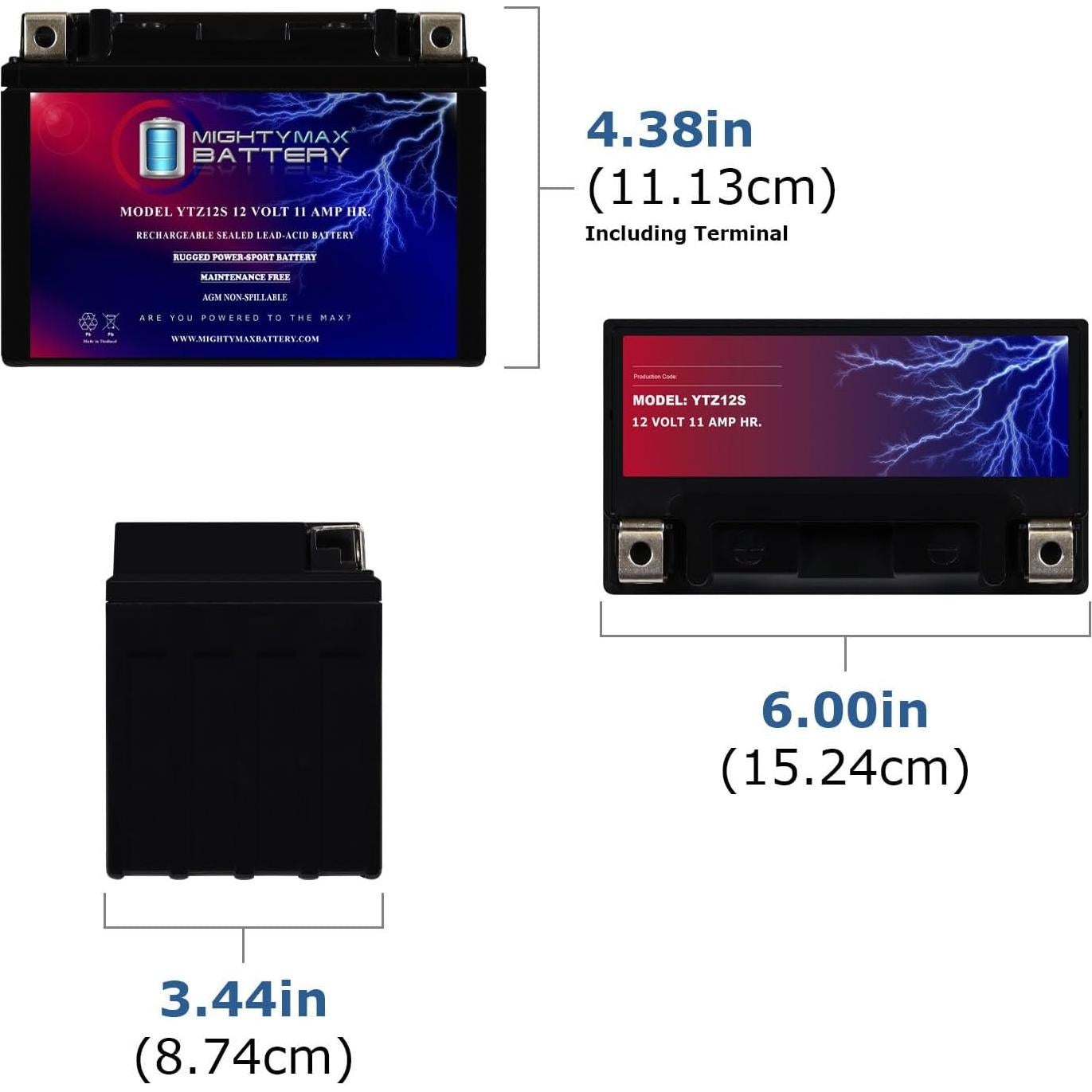 Batería Mighty Max YTZ12S 12V 11AH 210 CCA para Motocicleta