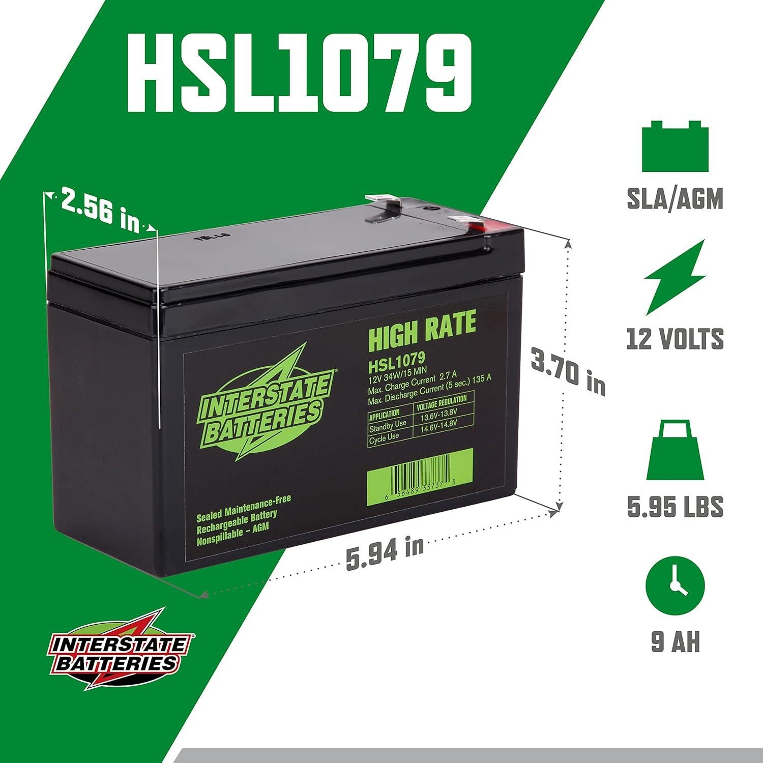 Batería Recargable 12V 9Ah Interstate HSL1079 AGM VRLA