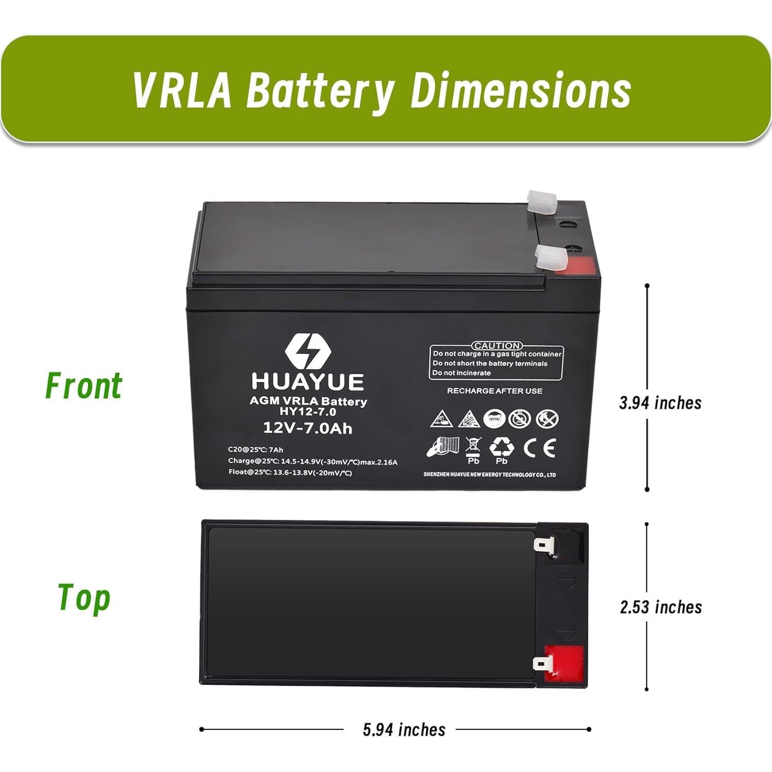Batería recargable 12V 7Ah HUAYUE VRLA SLA para alarma