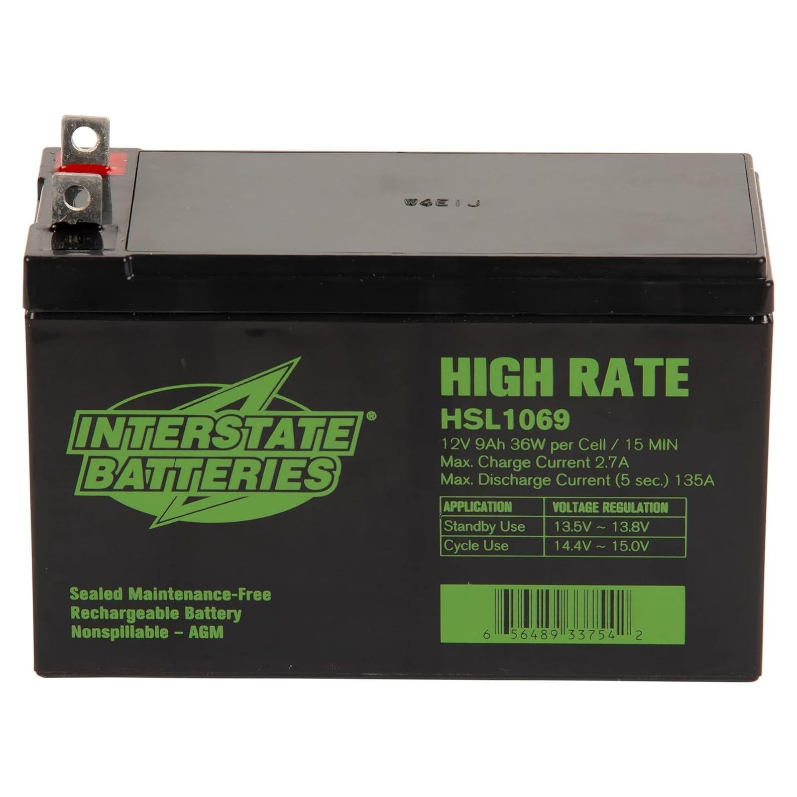 Batería SLA 12V 9Ah Interstate HSL1069 para Generadores UPS