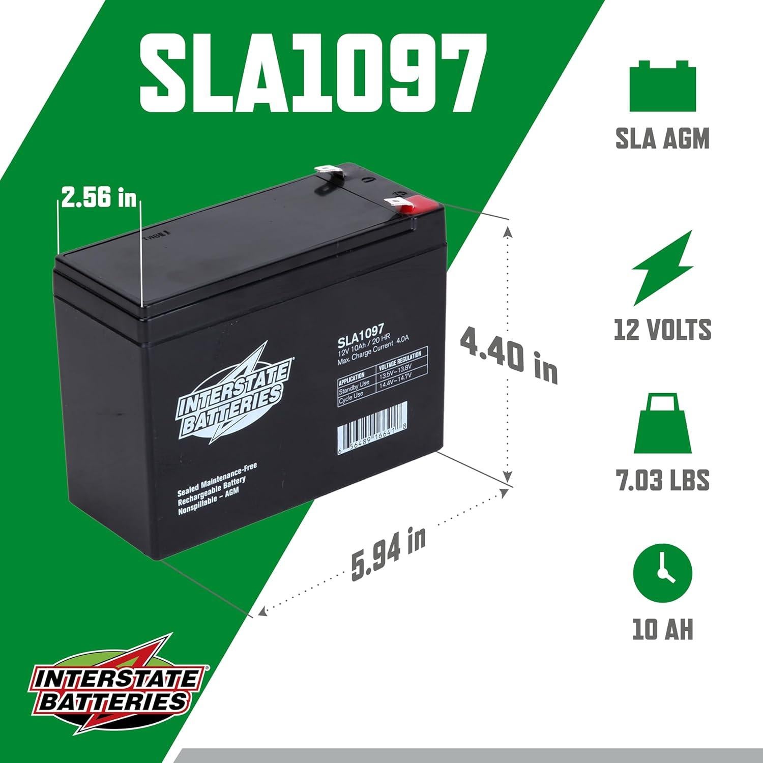 Batería Interstate SLA 12V 10Ah Recargable AGM F2