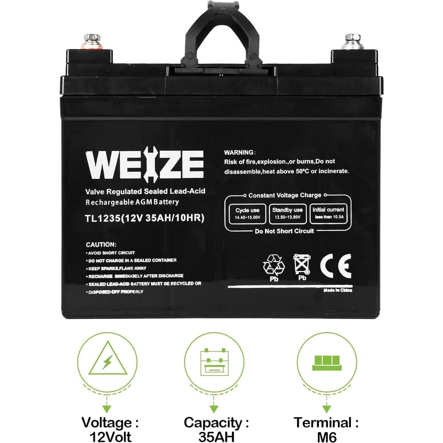 Batería de Ciclo Profundo Weize 12V 35AH - Juego de 2 para Scooter