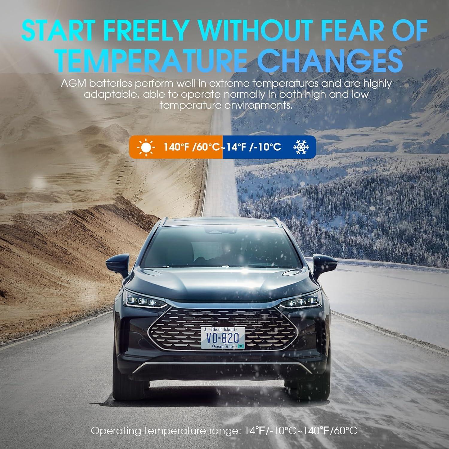 Batería de Automóvil EBL AGM 12V 80Ah Grupo 94 H7