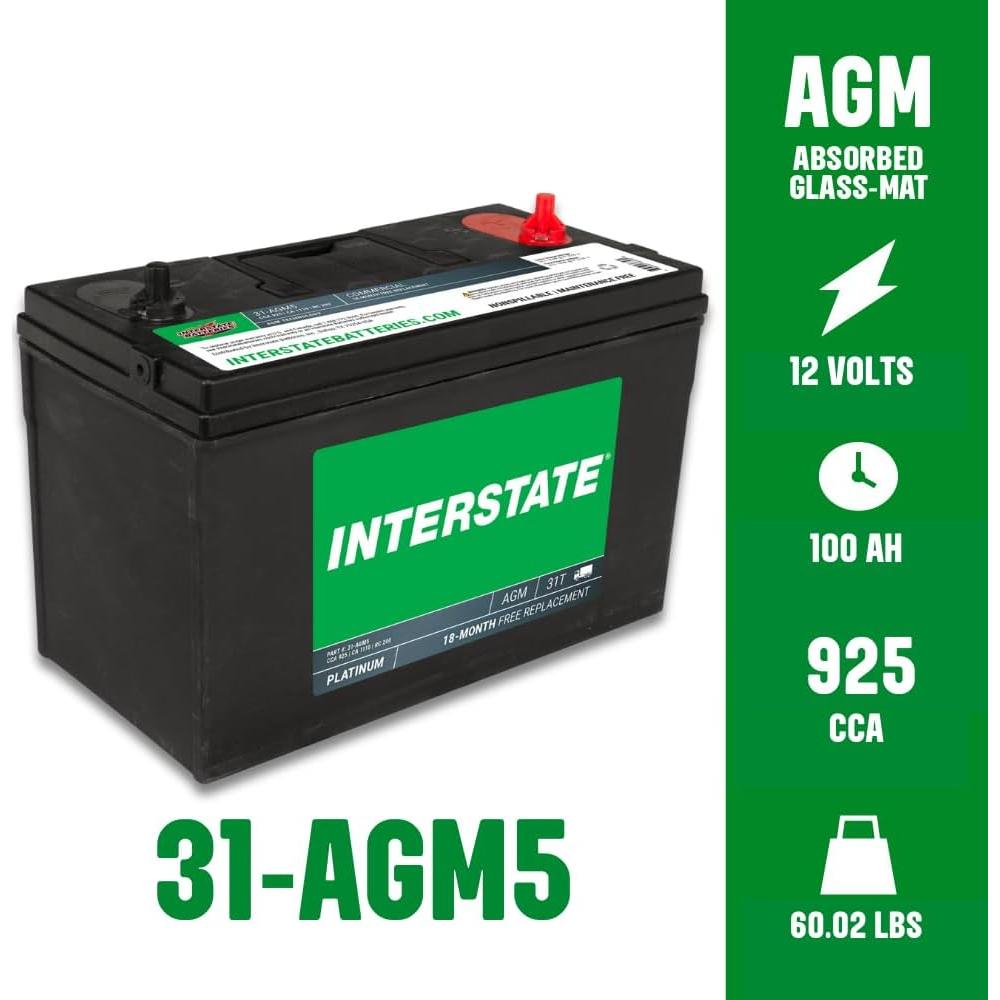 Batería de Ciclo Profundo AGM 12V 100Ah Interstate 31-AGM5