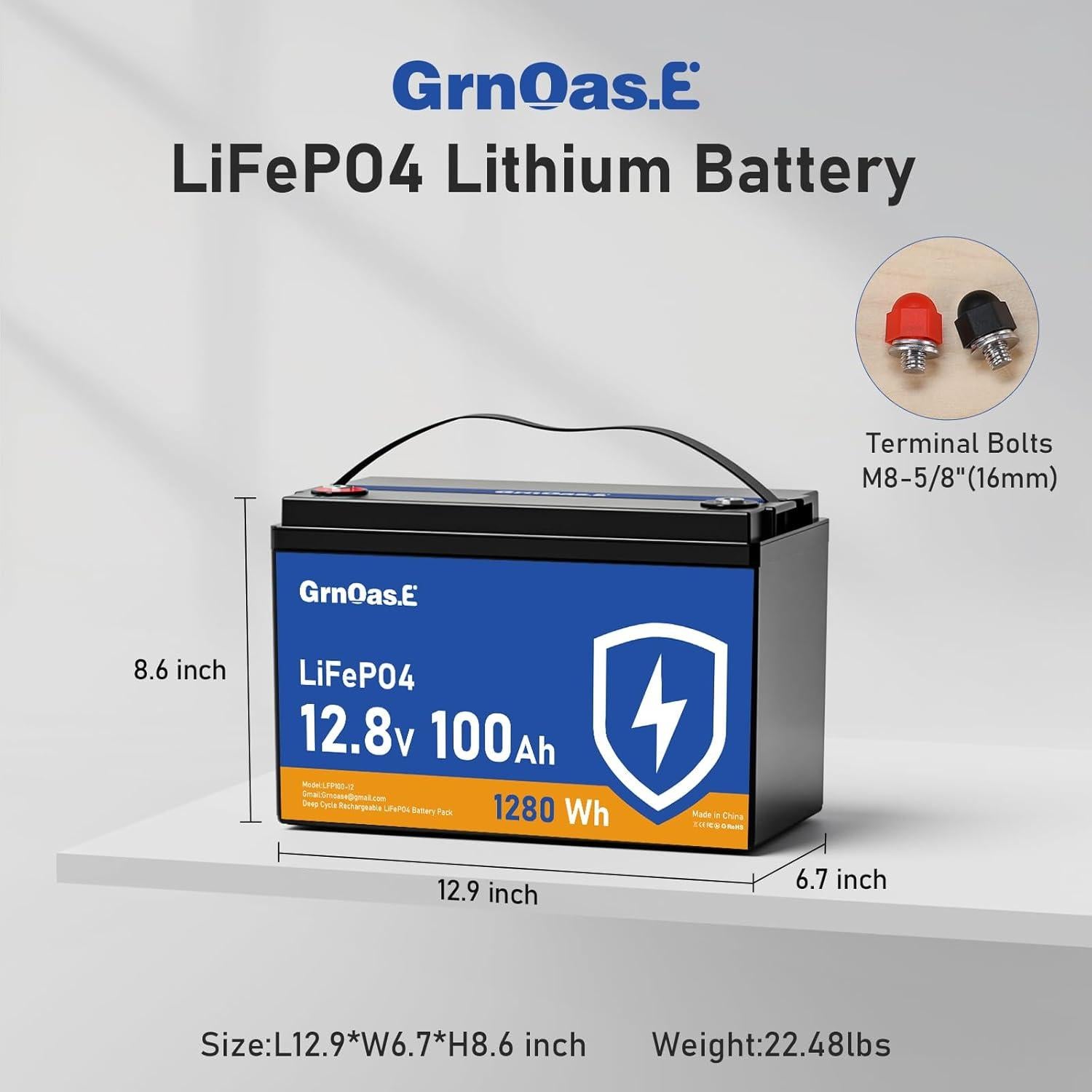Batería de Litio 12V 100Ah GrnOas.E con BMS y Protección
