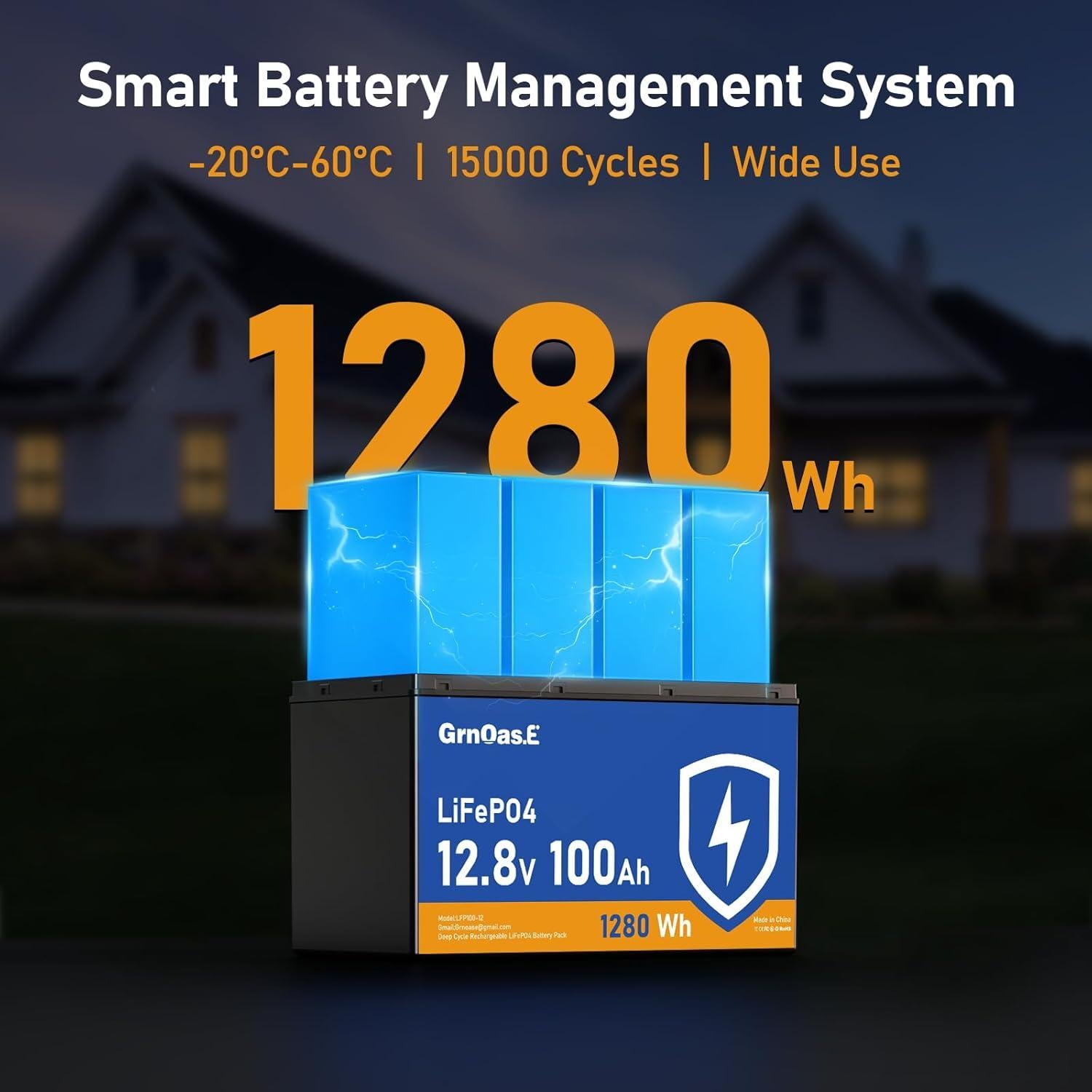 Batería de Litio 12V 100Ah GrnOas.E con BMS y Protección