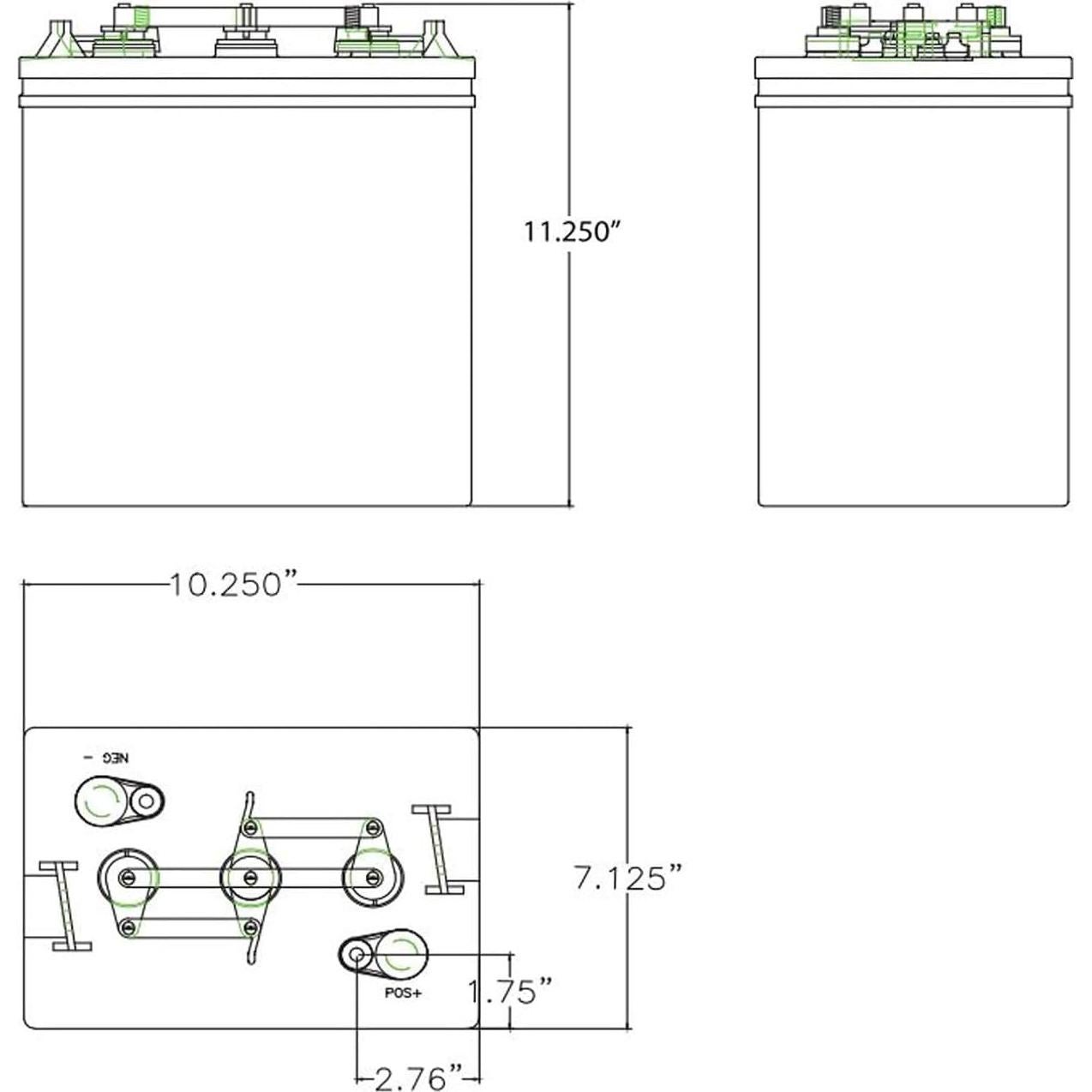 Batería de Ciclo Profundo U.S. Battery US2200XC2 6V 232Ah