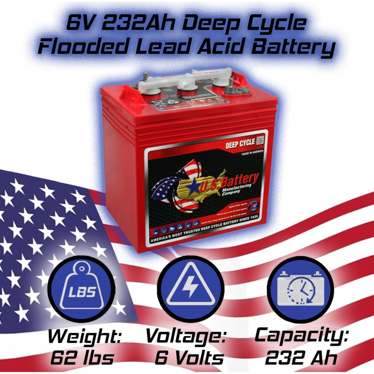 Batería de Ciclo Profundo PowerStar US2200, 6V, 232Ah, Paquete de 4