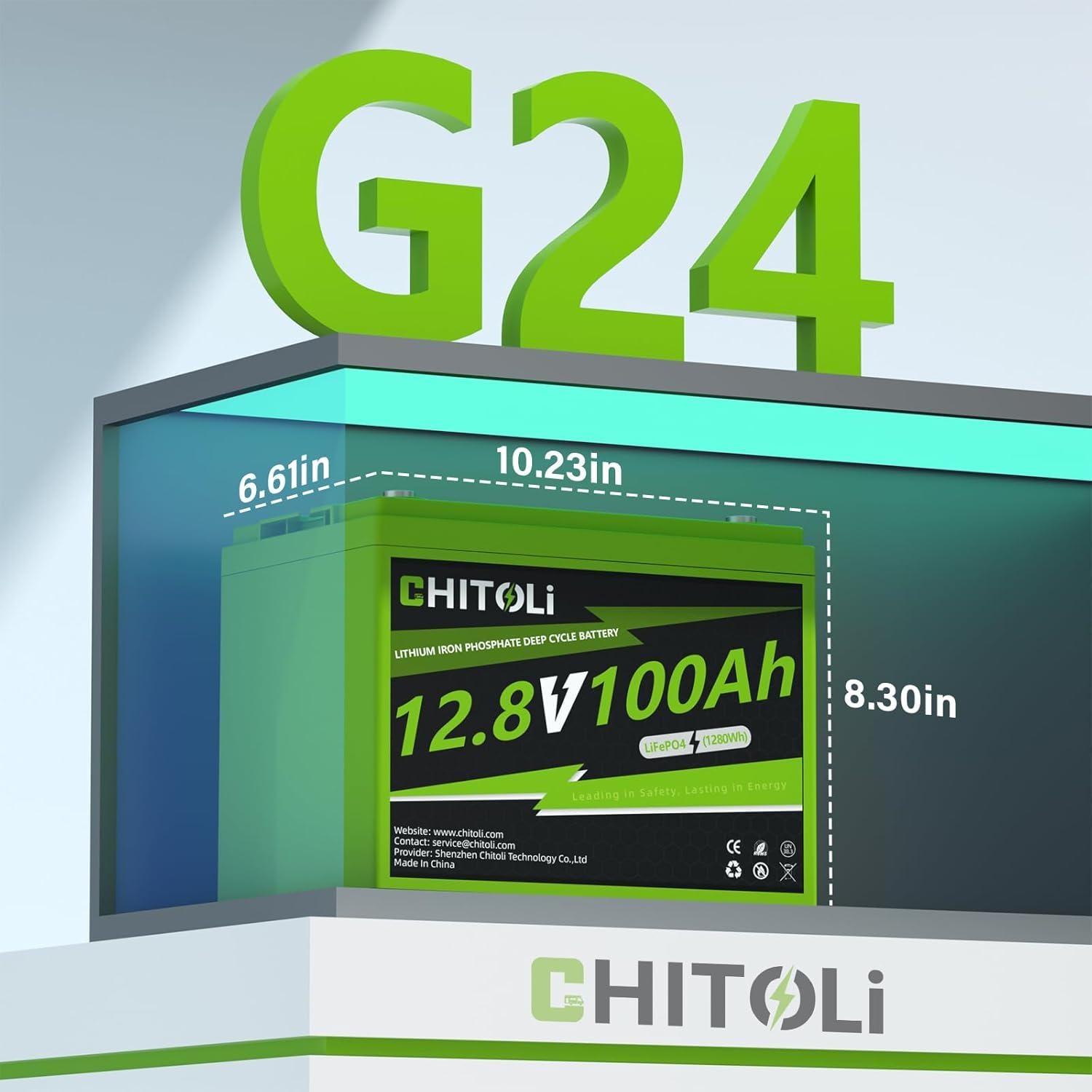 Batería de Litio 12V 100Ah CHITOLI Grupo 24 BMS 100A