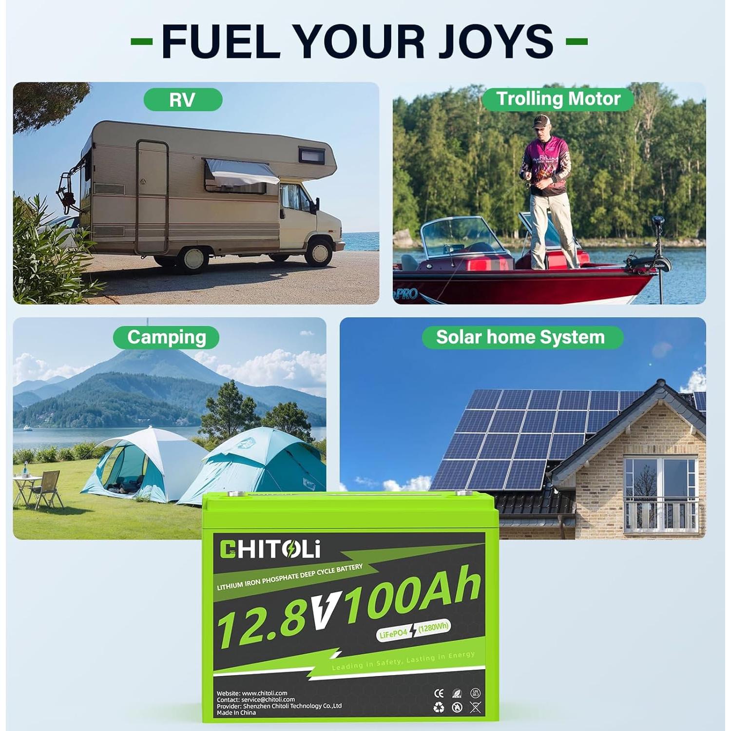 Batería de Litio 12V 100Ah CHITOLI Grupo 24 BMS 100A