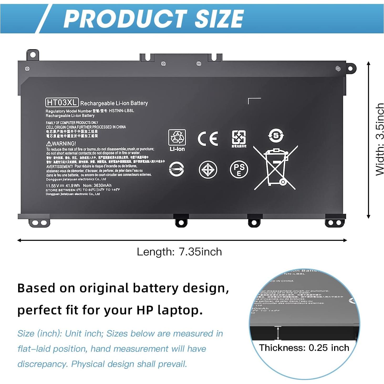 Batería de Reemplazo HT03XL para HP Pavilion 15 - 3630mAh
