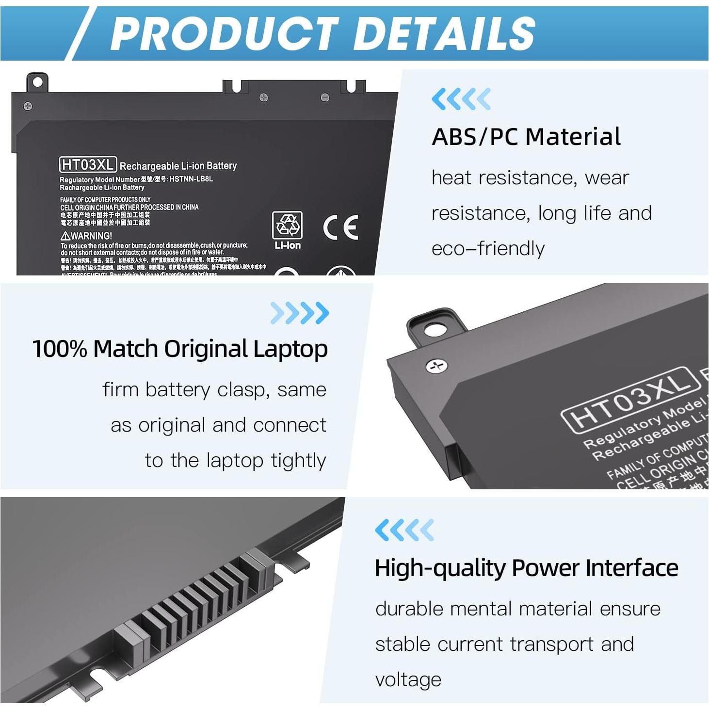 Batería de Reemplazo HT03XL para HP Pavilion 15 - 3630mAh