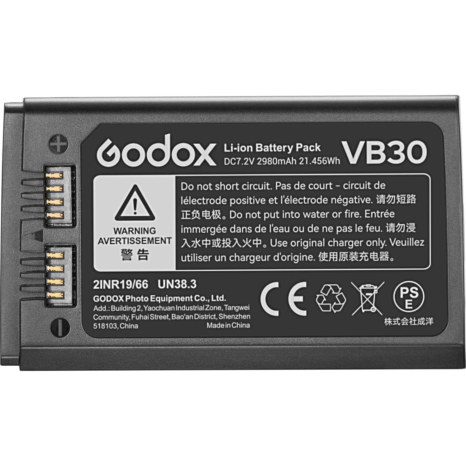 Batería de Litio-Ion Godox VB30 para Flash V100 V1Pro AD100PRO