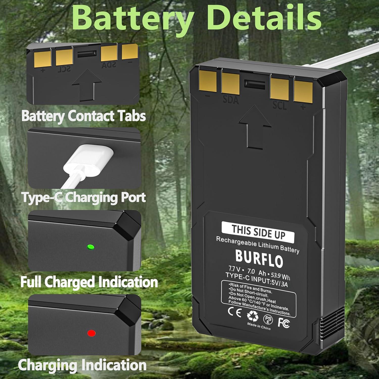 Baterías Recargables BURFLO LIT-22PRO 7000mAh Paquete de 2