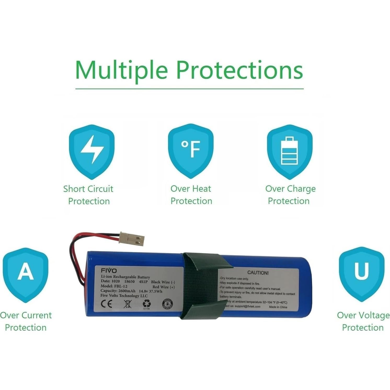 Batería de Reemplazo FIVO para Aspiradoras ILIFE V3s Pro 14.8V 2600mAh