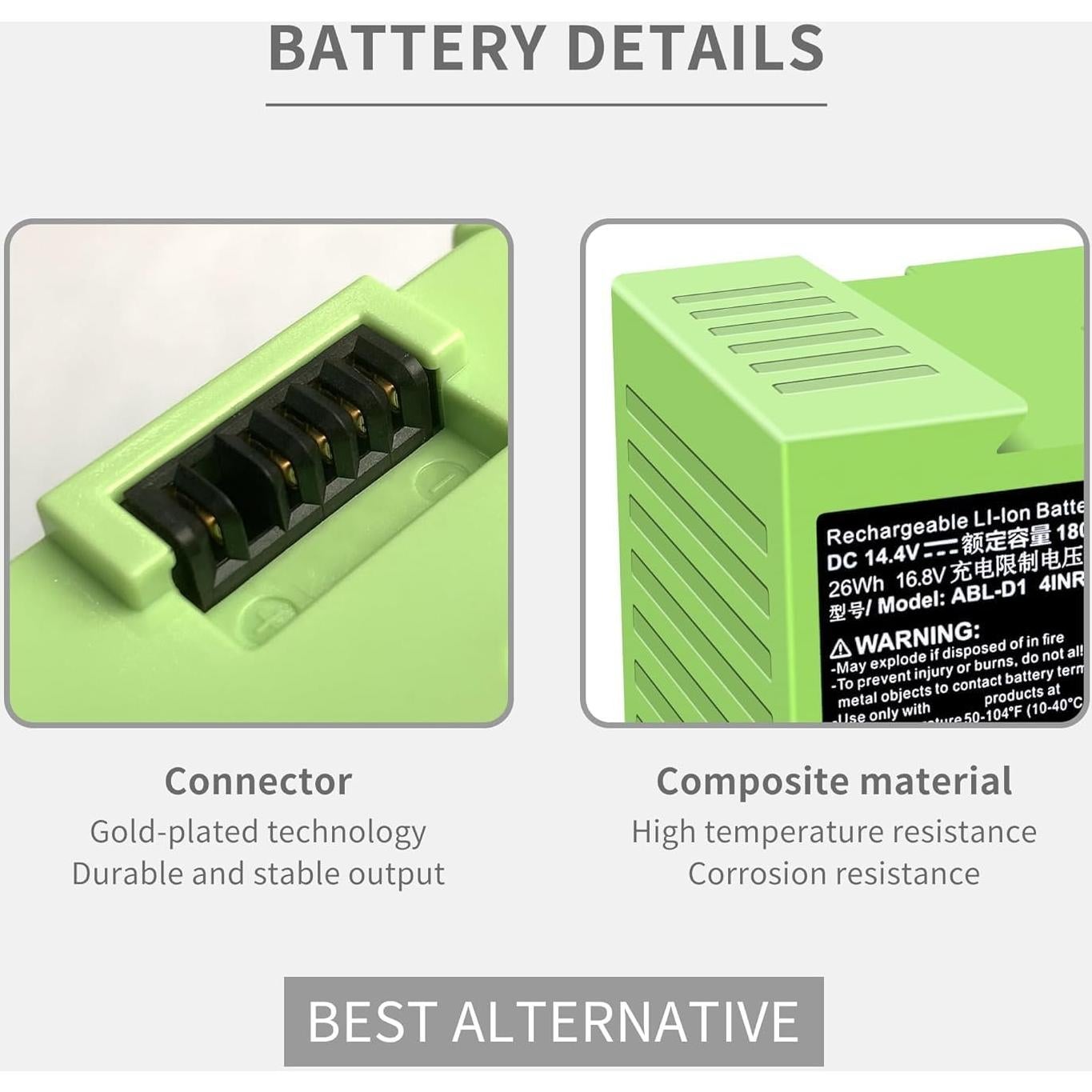 Batería de Reemplazo ABL-D1 para iRobot Roomba i3 i4 i7 i8 14.4V 1800mAh
