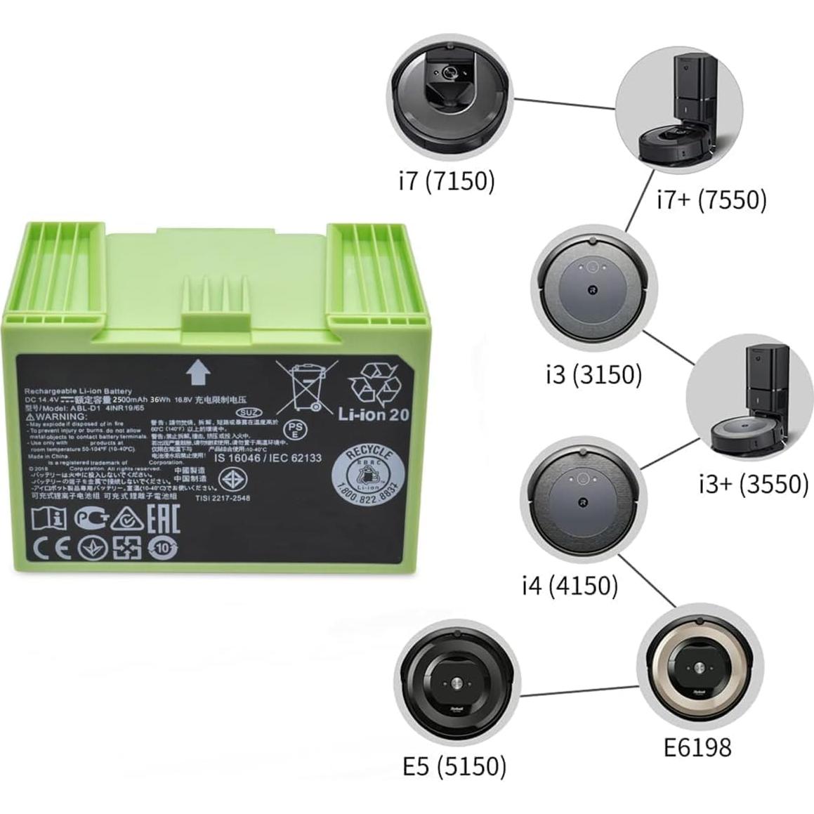Batería de Reemplazo ABL-D1 para iRobot Roomba i3 i4 i7 i8 14.4V 1800mAh