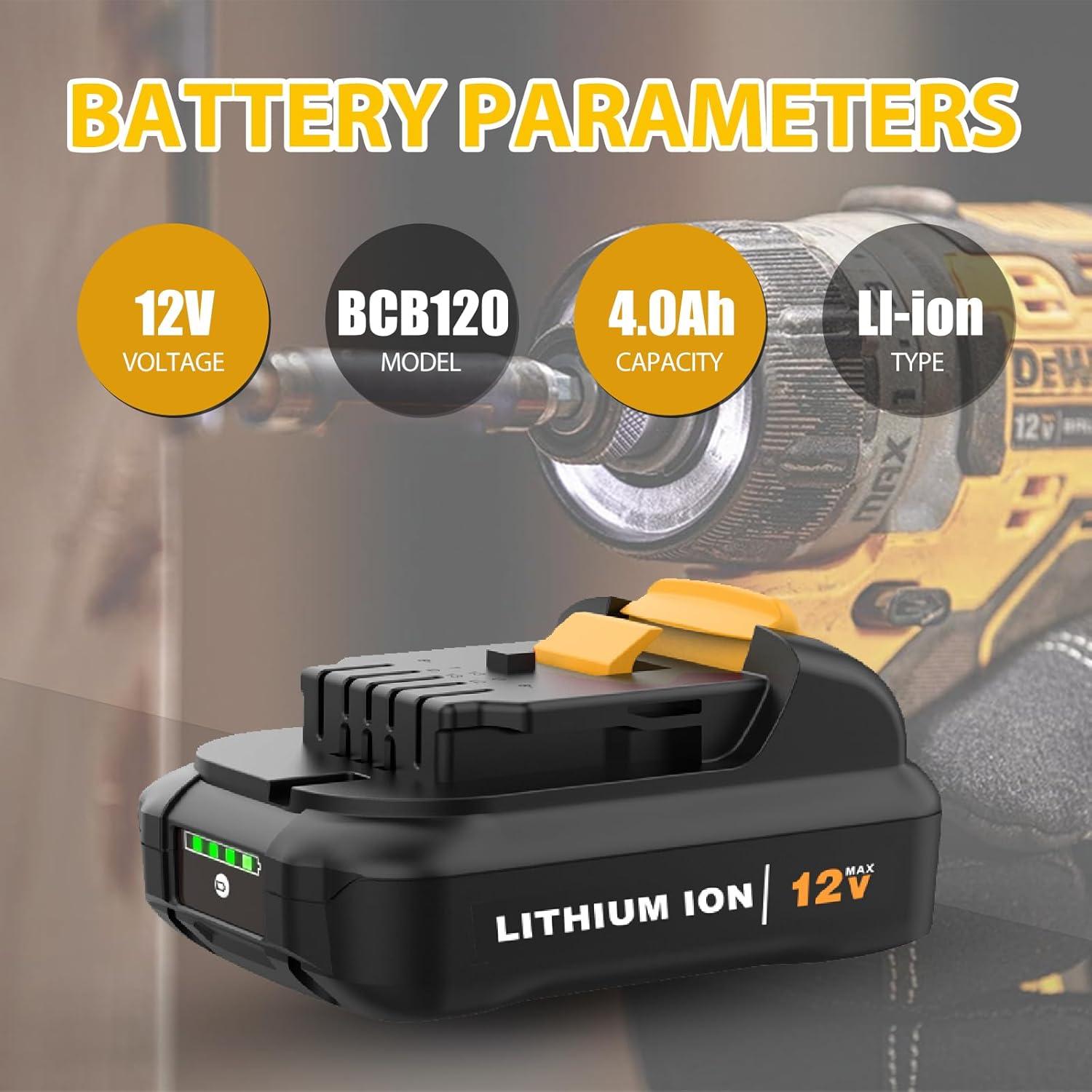 Batería de Litio 4.0Ah 12V Dewalt DCB120 DCB121 DCB123 2-Pack