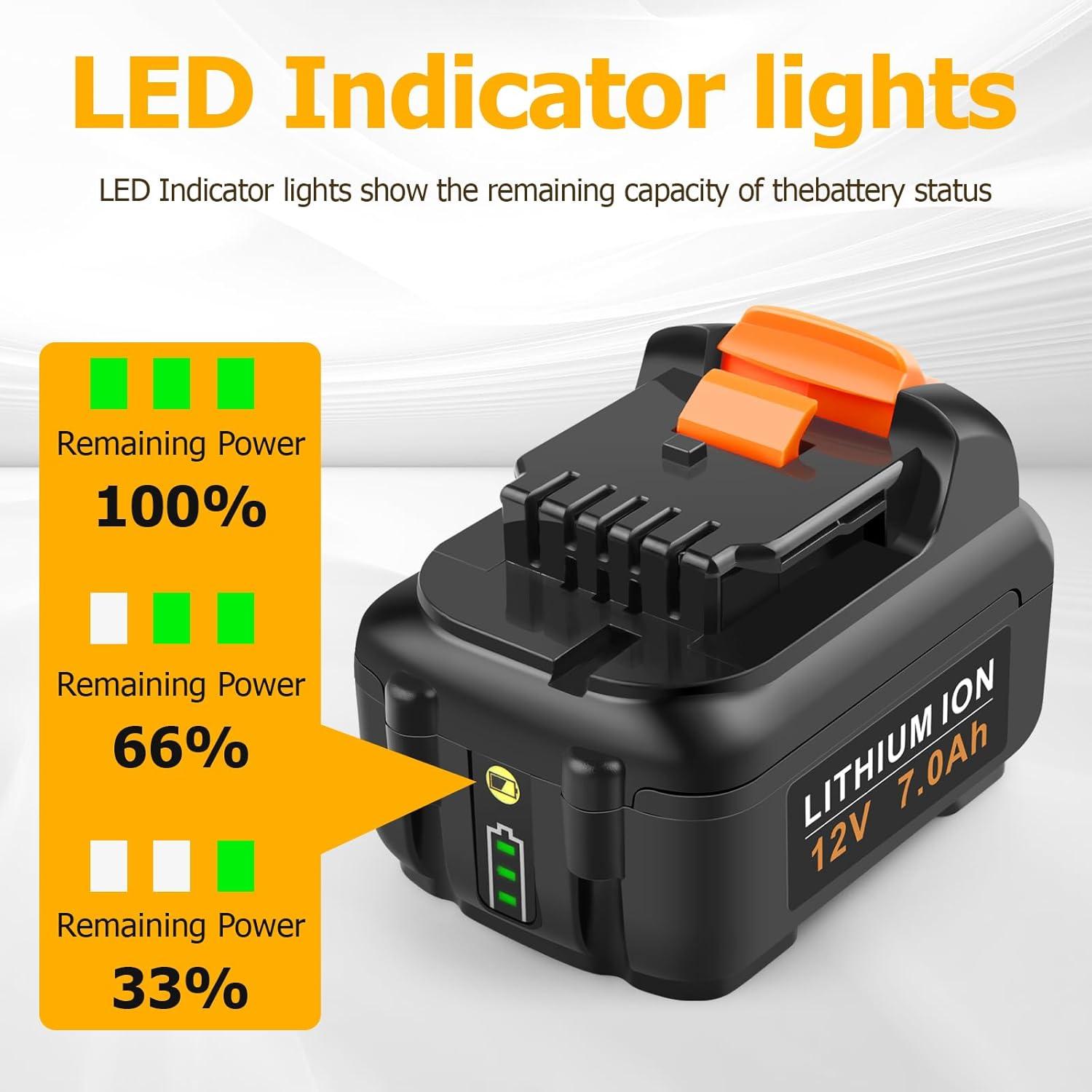 Batería de Litio 12V 7000mAh Reemplazo Dewalt DCB127