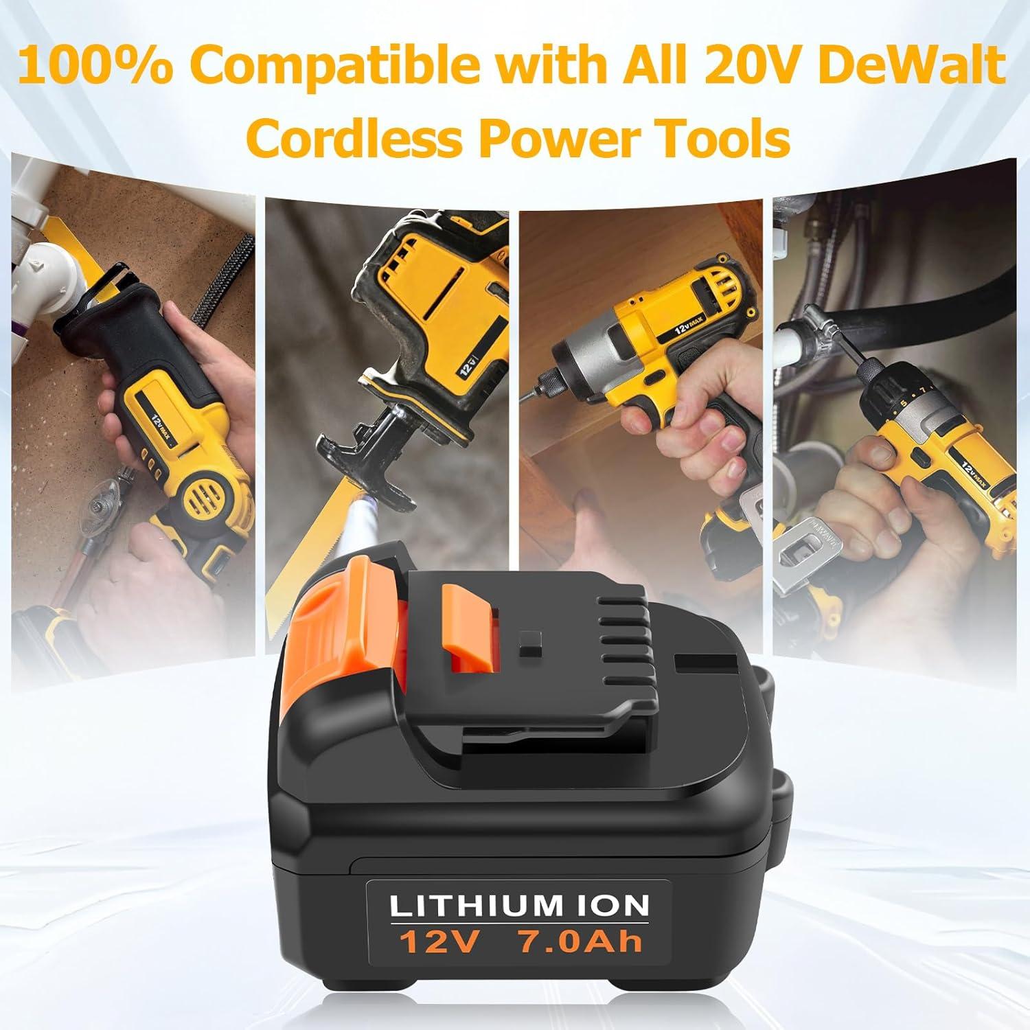 Batería de Litio 12V 7000mAh Reemplazo Dewalt DCB127