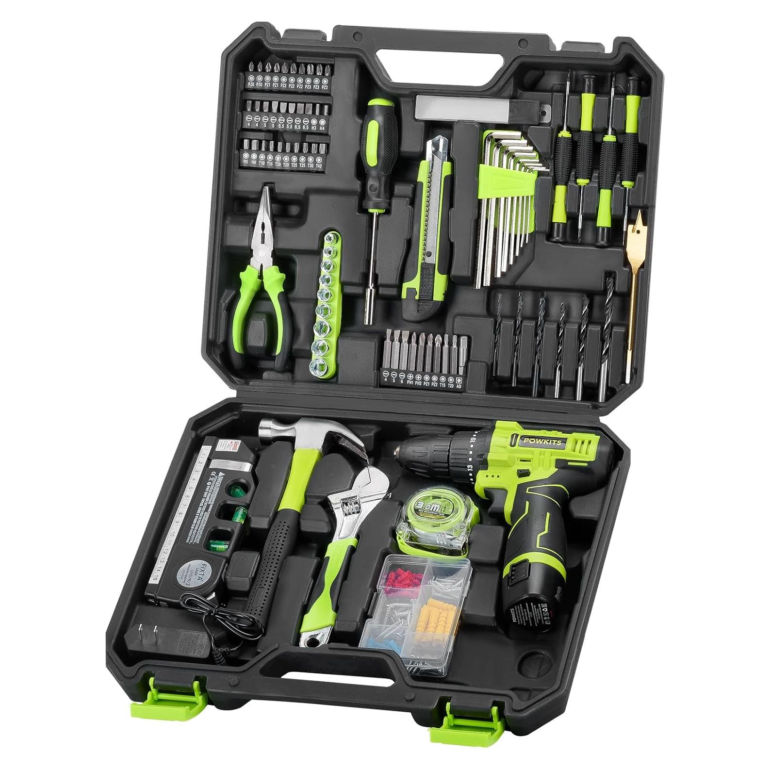 Kit de Herramientas de Taladro Inalámbrico POWKITS 12V 142 Piezas