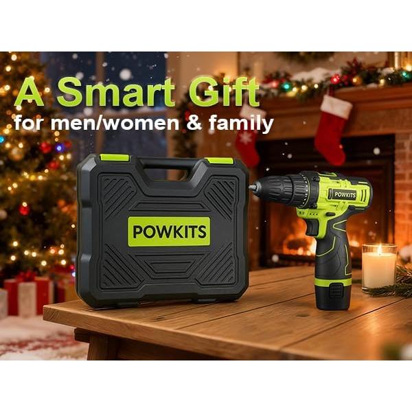 Kit de Herramientas de Taladro Inalámbrico POWKITS 12V 142 Piezas