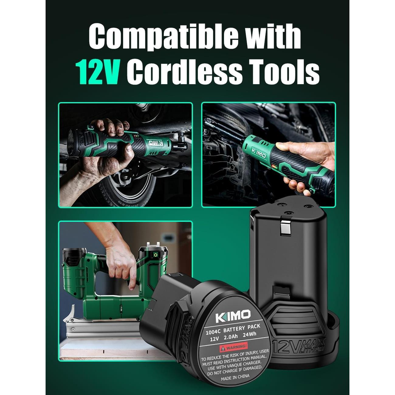 KIMO Batería de Litio-Ion 12V 2.0Ah - Paquete de 2