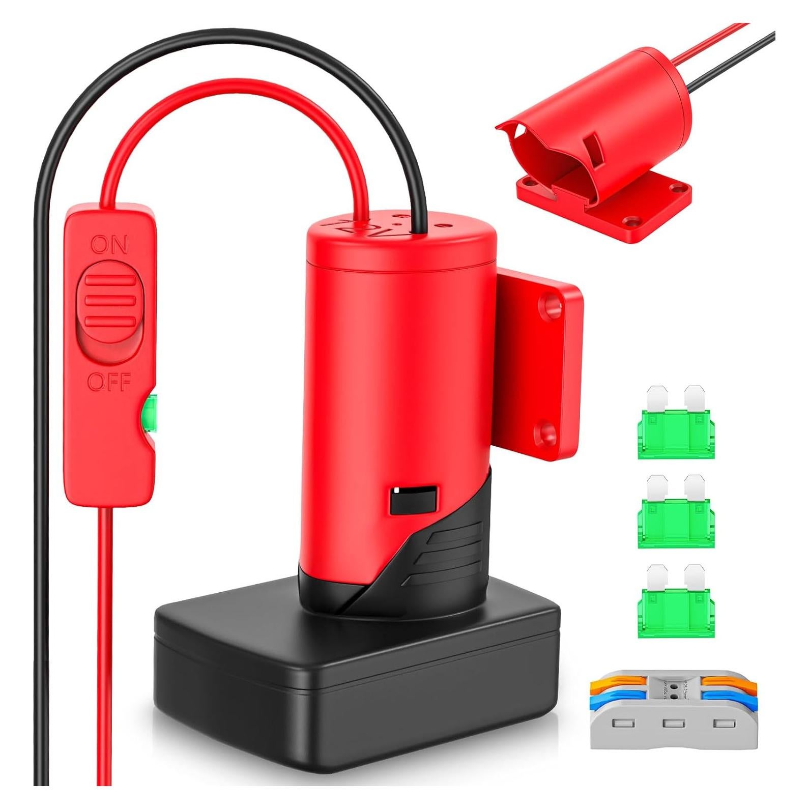 Adaptador de Batería Mejorado Crtbelfy 12V con Fusible y Interruptor