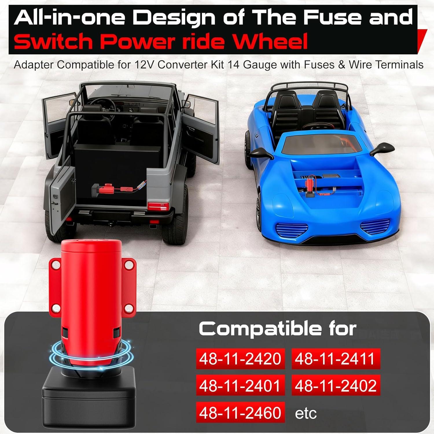 Adaptador de Batería Mejorado Crtbelfy 12V con Fusible y Interruptor