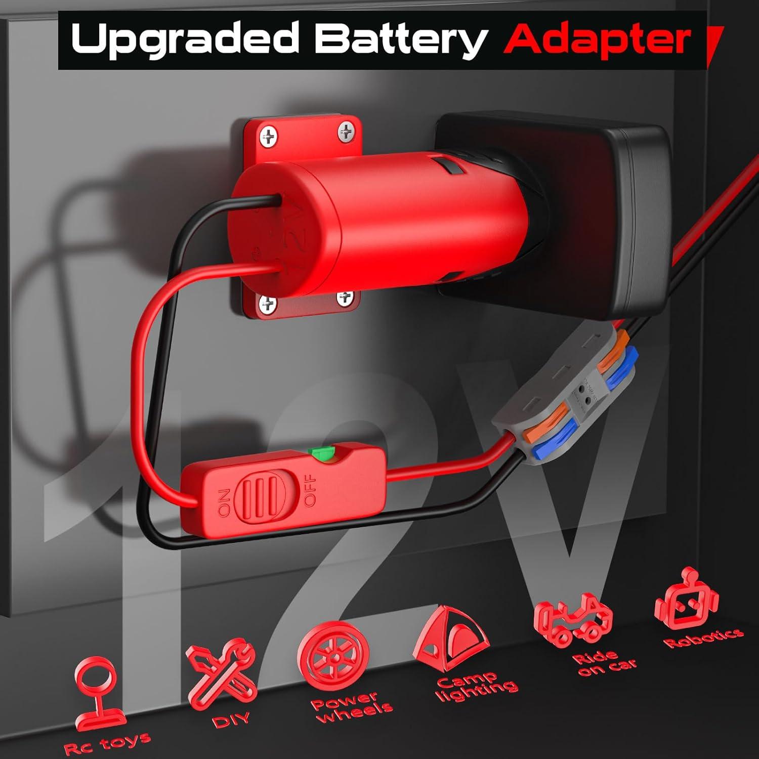 Adaptador de Batería Mejorado Crtbelfy 12V con Fusible y Interruptor