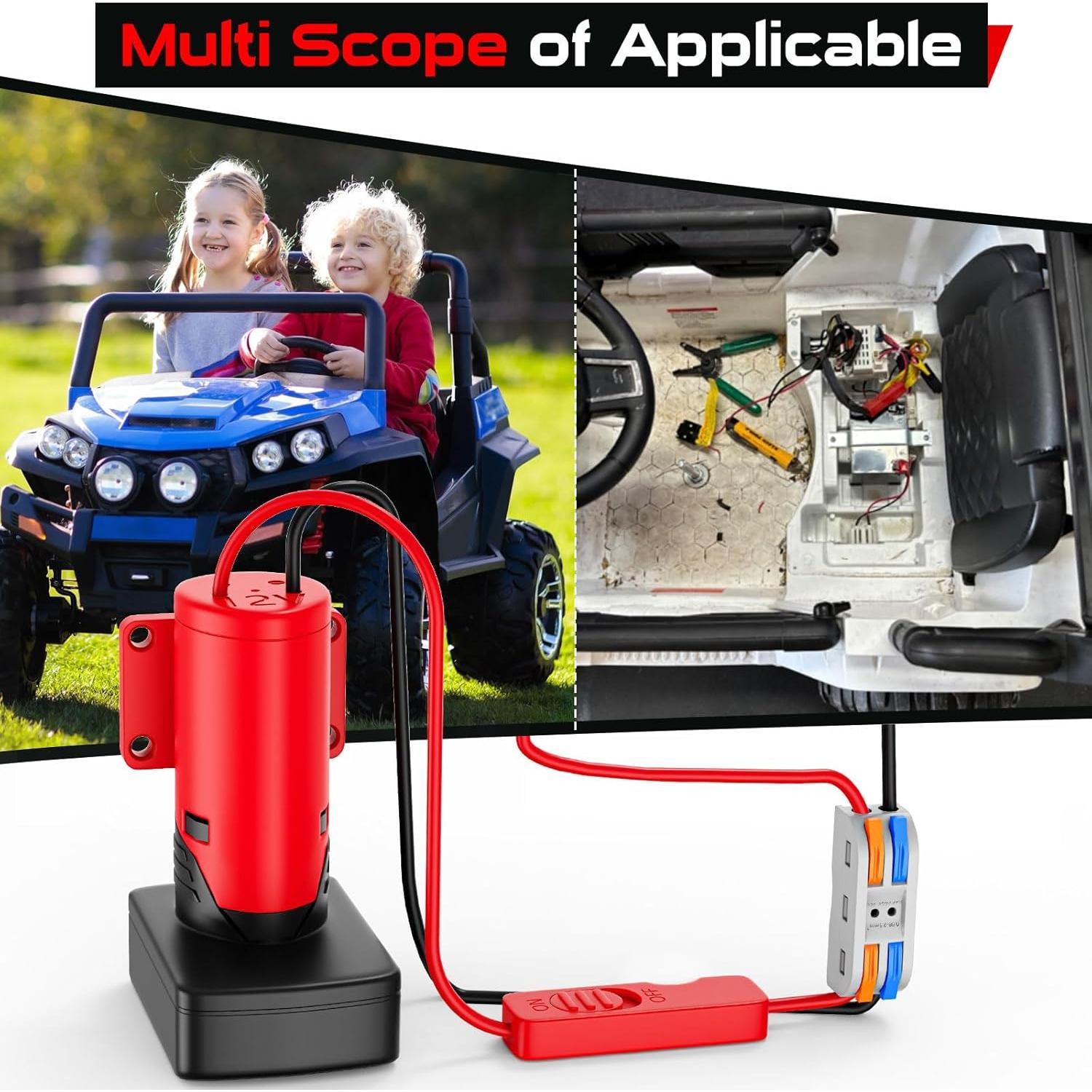 Adaptador de Batería Mejorado Crtbelfy 12V con Fusible y Interruptor