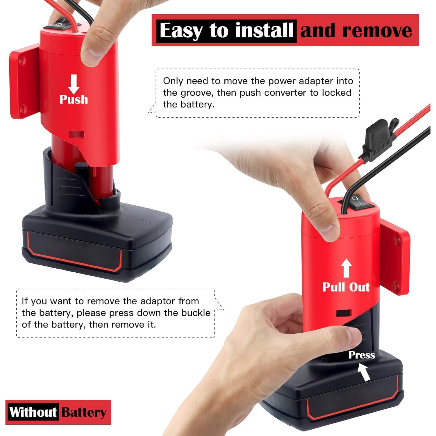 Adaptador de Batería Milwaukee M12 con Fusible y Cable 12AWG