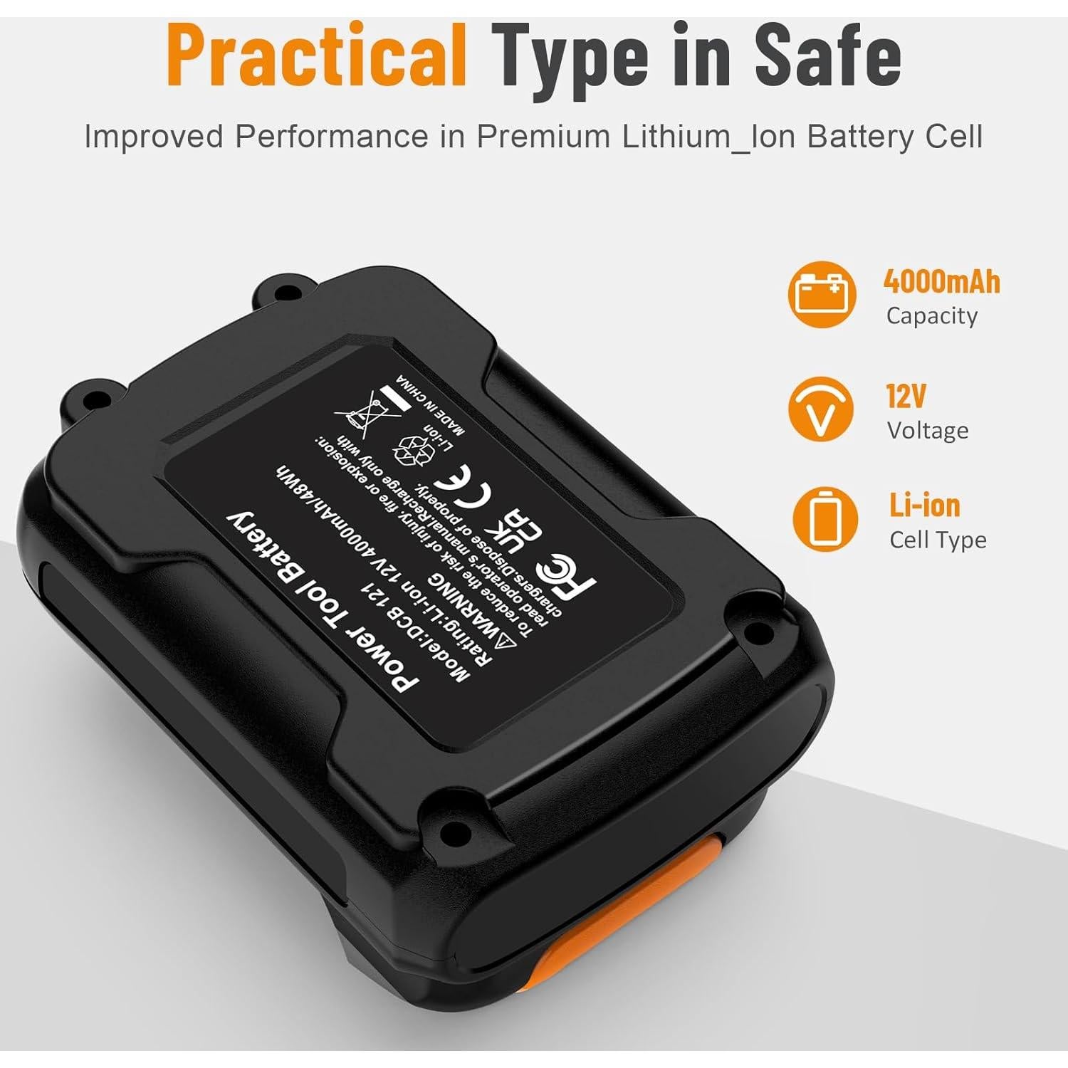 2 Baterías de Litio 12V 4000mAh Dewalt DCB120 DCB121 DCB127