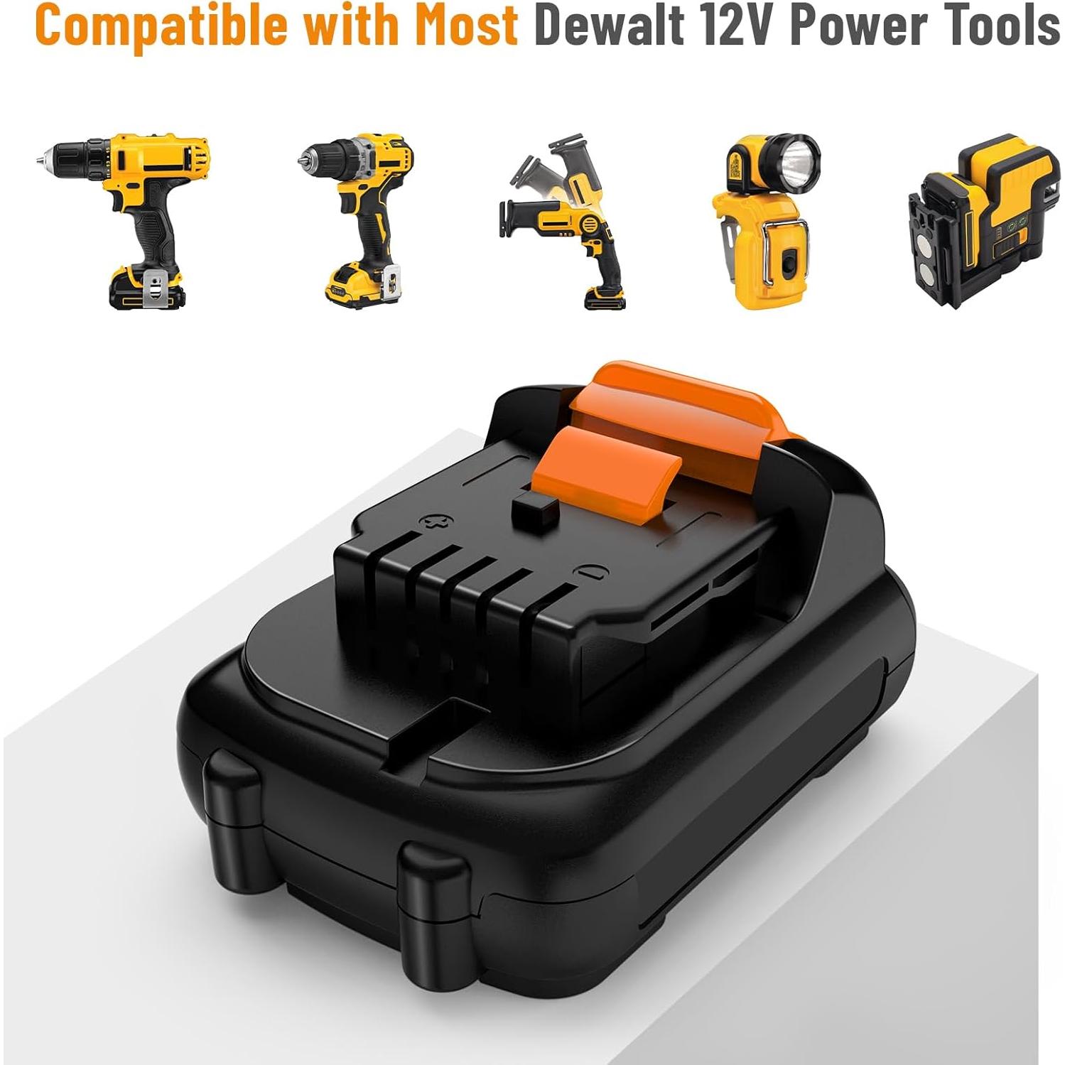2 Baterías de Litio 12V 4000mAh Dewalt DCB120 DCB121 DCB127