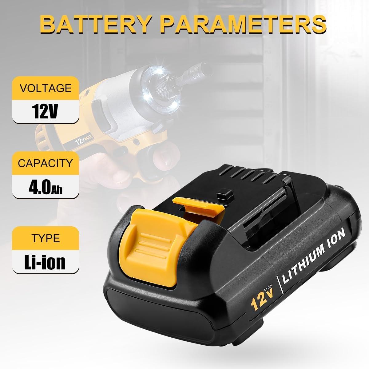 Batería Reemplazo 12V DeWalt DCB120 4.0Ah 2Pack AYTXTG