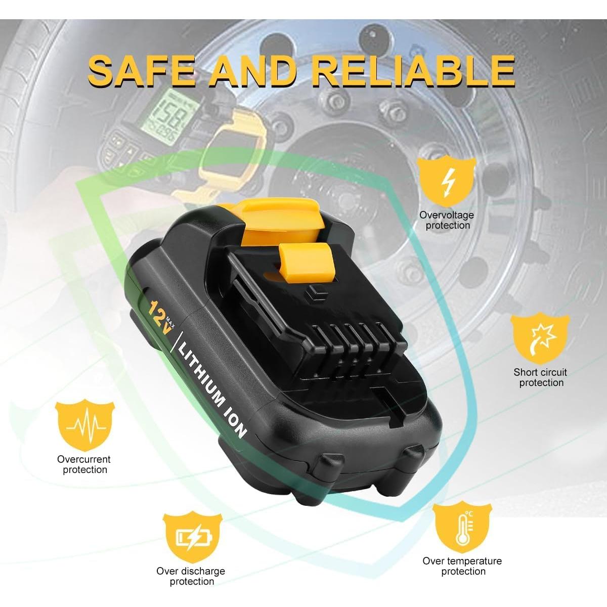 Batería Reemplazo 12V DeWalt DCB120 4.0Ah 2Pack AYTXTG