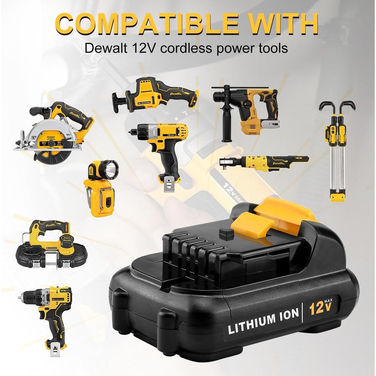 Batería Reemplazo 12V DeWalt DCB120 4.0Ah 2Pack AYTXTG