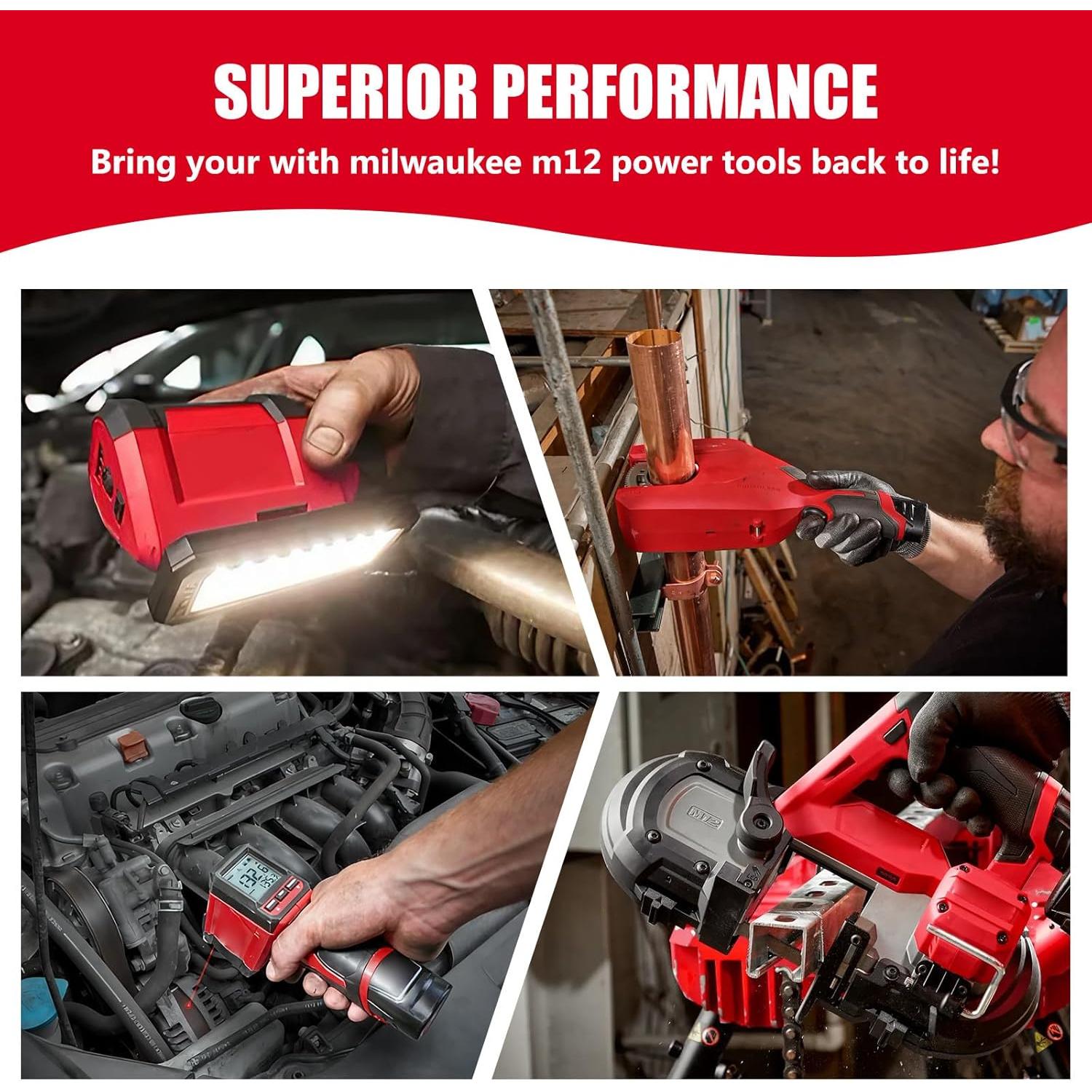 Batería de Reemplazo 12V 8.0Ah YPLFanHand para Milwaukee M12