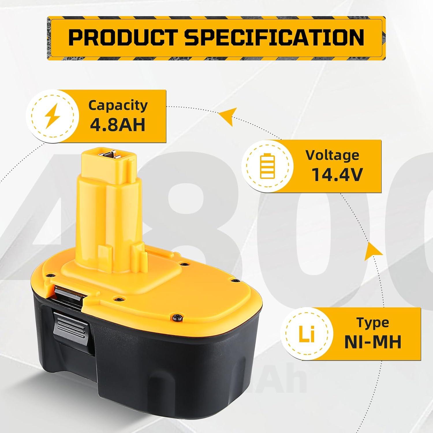 Baterías Recargables Ni-MH Dewalt 14.4V 4800mAh 2Pack